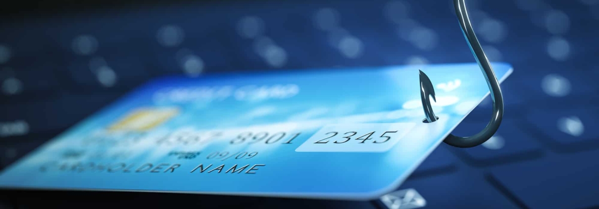 Imagery of Fishing Hook on Credit Card to Signify Phising